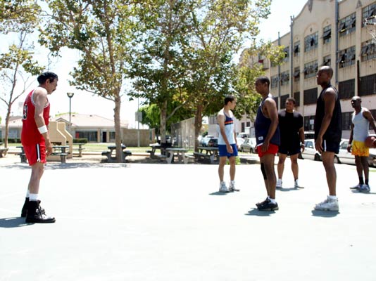 Moh joining a pick-up basketball game